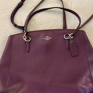 Burgundy leather coach handbag